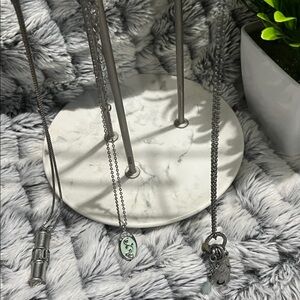 Lia Sophia Silver Pendant Necklace Set of 3 .